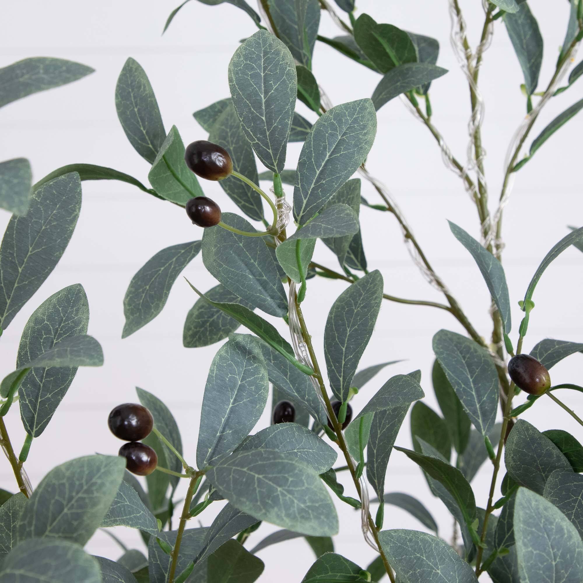 5ft. Pre-Lit Artificial Fruiting Olive Tree with Warm White LED Lights